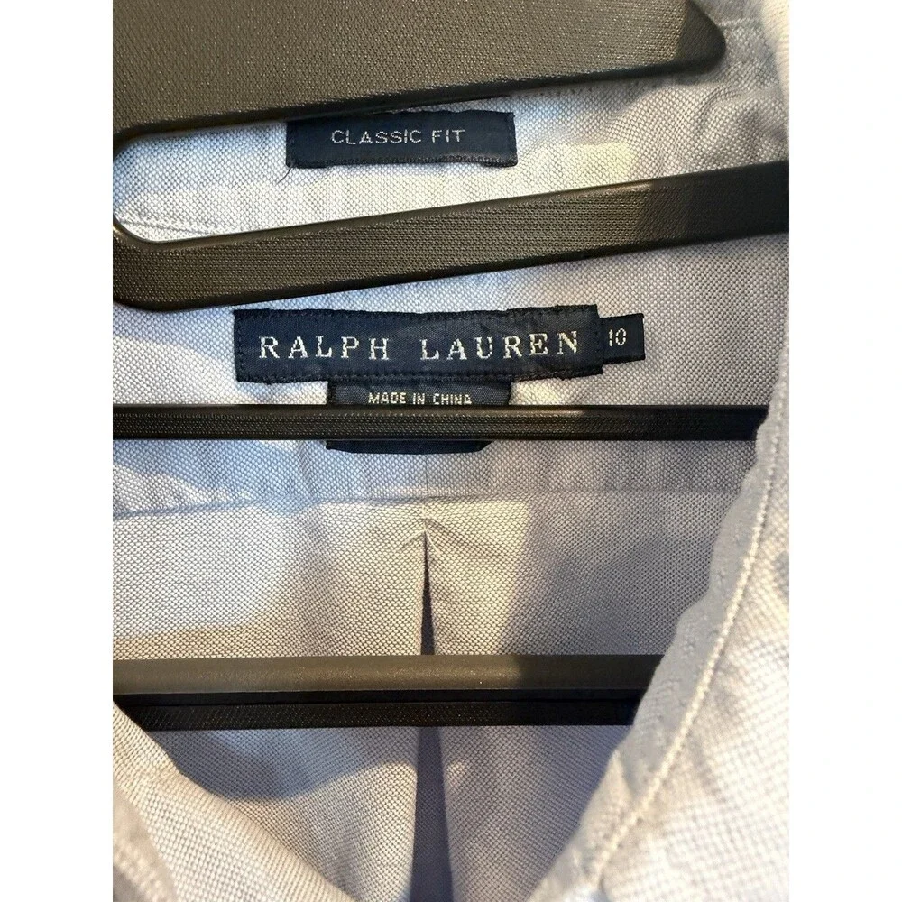 Ralph Lauren Boys Size 10 Blue Oxford Shirt Classic Fit Pony Button Down Cotton